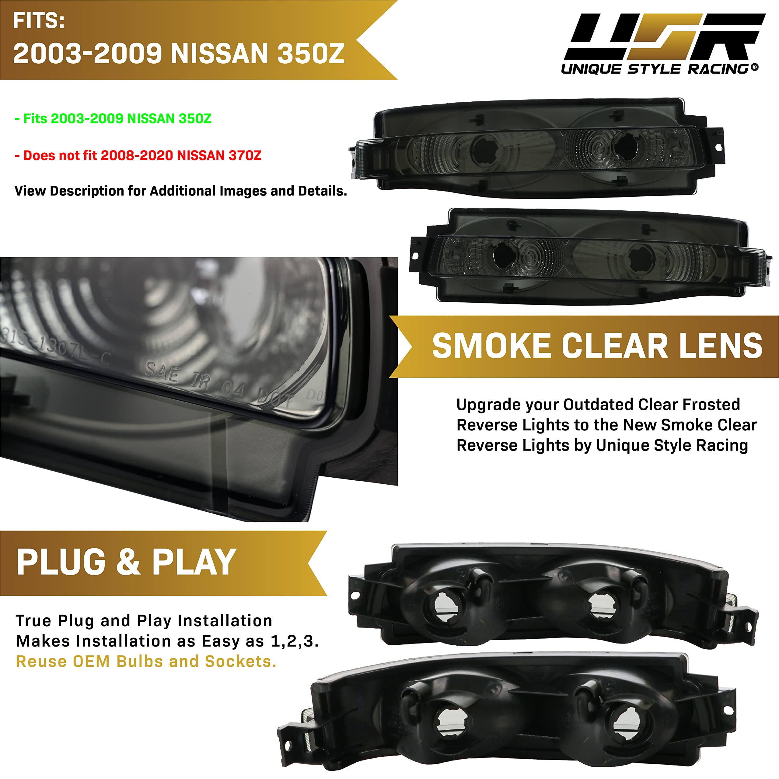 USR DEPO 350Z リバースライト スモークレンズ左右 Amazon | USR DEPO 03-05 350Z リバースライト - スモークリアバンパー